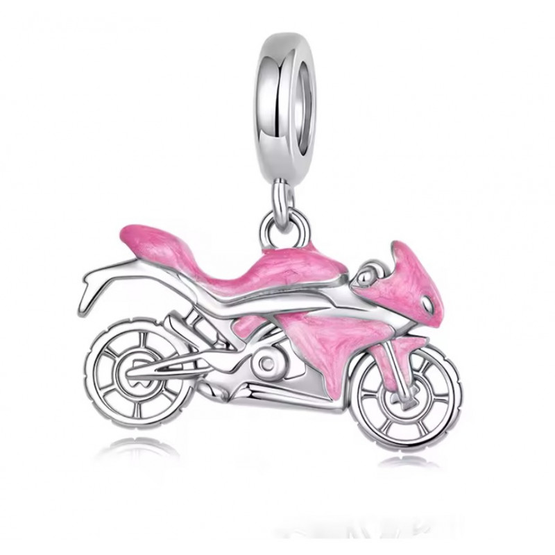 Charm pour bracelet moto sportive rose