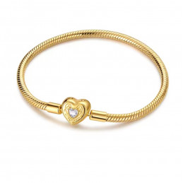 bracelet pour charm couleur dorée coeur pierre