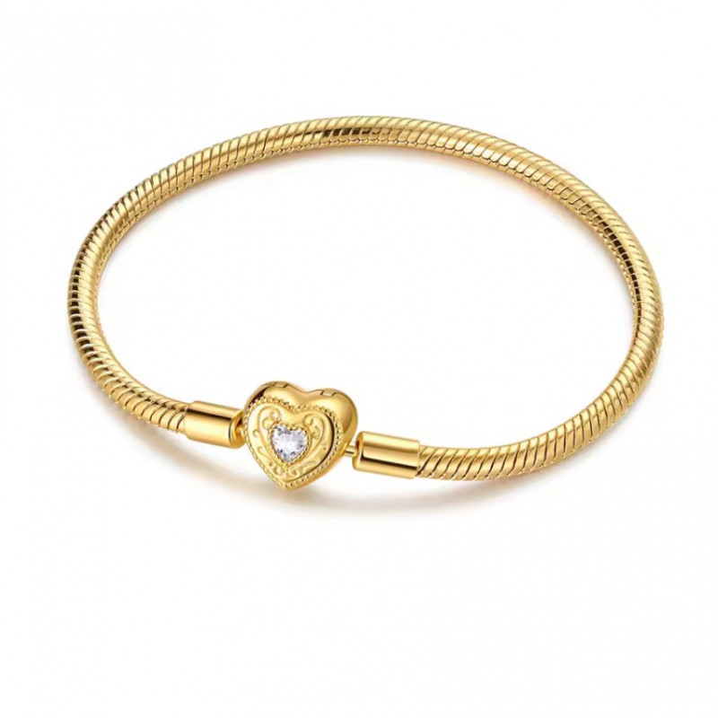 bracelet pour charm couleur dorée coeur pierre