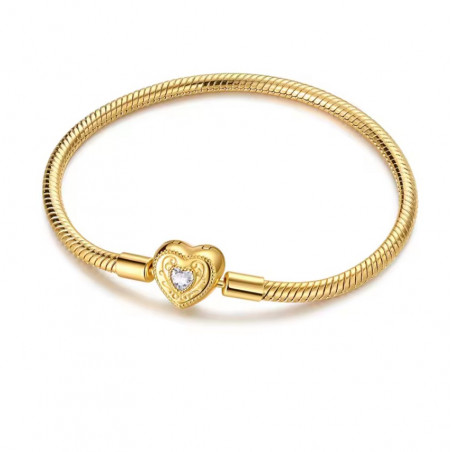 bracelet pour charm couleur dorée coeur pierre