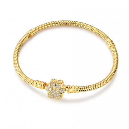 bracelet pour charm couleur dorée pate de chien chat