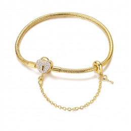 bracelet pour charm couleur dorée coeur cadena clef