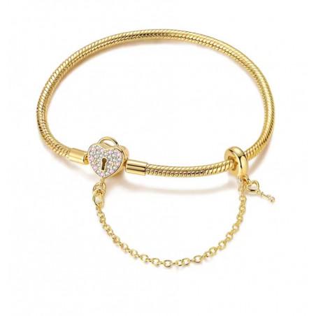 bracelet pour charm couleur dorée coeur cadena clef