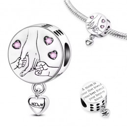 Charm pour bracelet maman de deux enfants mains