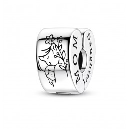 Charm pour bracelet clip coeur maman bébé fleur