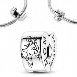Charm pour bracelet clip coeur maman bébé fleur