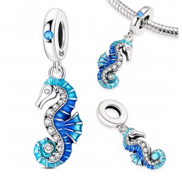 Charm pour bracelet hippocampe bleu