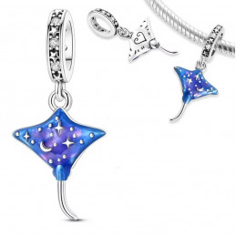 Charm pour bracelet raie manta bleue