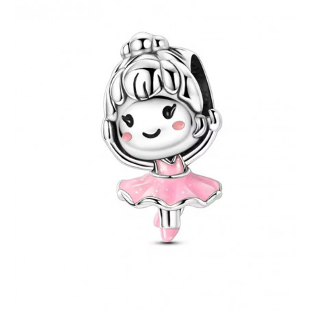 Charm pour bracelet danseuse robe rose ballerine