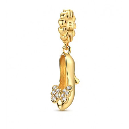 Charm pour bracelet chaussure talon papillon doré