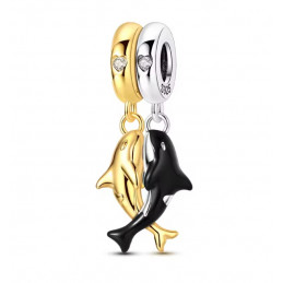 Charm bijou pour bracelet orque doré et orque noir