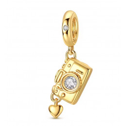 Charm pour bracelet doré appareil photo souvenir voyage