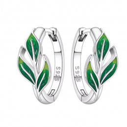 boucles d'oreilles tige deux feuille fleur