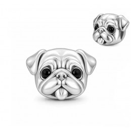 Charm pour bracelet tête de chien bouledogue