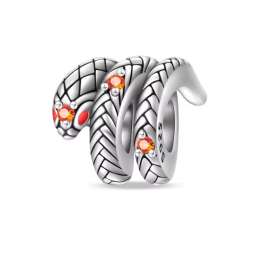 Charm pour bracelet serpent enroulé pierres orange