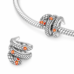 Charm pour bracelet serpent enroulé pierres orange