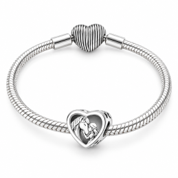 Charm pour bracelet cœur fille et cheval équitation
