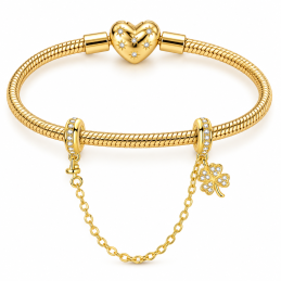 Charm pour bracelet chaine sécurité doré trèfle chance
