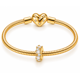 Charm pour bracelet séparateur bloqueur pierre blanche doré