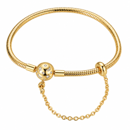 bracelet pour charm doré chaine de sécurité étoile lune