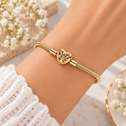 bracelet pour charm doré coeur arbre de vie