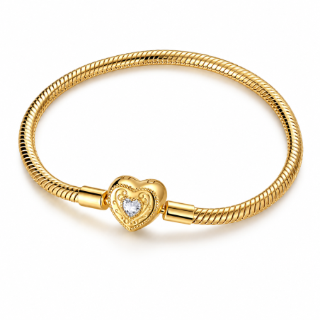 bracelet pour charm doré coeur pierre