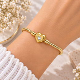 bracelet pour charm doré coeur pierre