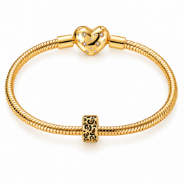 Charm bijou clip doré séparateur motif léopard
