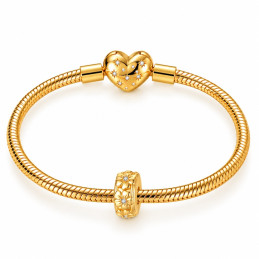 Charm pour bracelet bijou clip petites fleurs doré