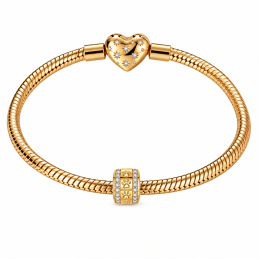 Charm pour bracelet clip espaceur doré patte de chien