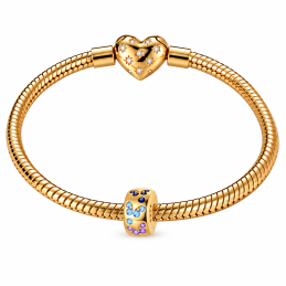 Charm pour bracelet clip espaceur doré papillon bleu violet turquoise