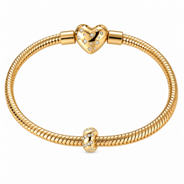 Charm pour bracelet séparateur espaceur doré strass blanc