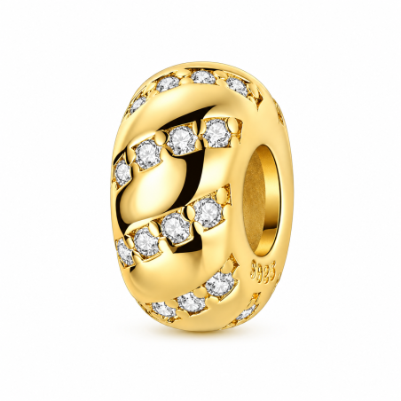 Charm pour bracelet séparateur espaceur doré strass blanc