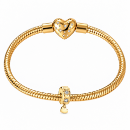 Charm pour bracelet bijou clip coeur pendentif doré