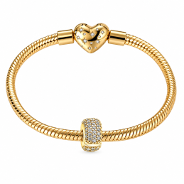 Charm pour bracelet séparateur clip strass relief doré