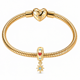 Charm pour bracelet séparateur espaceur étoile coeur strass doré