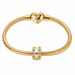 Charm pour bracelet séparateur clip strass lune étoile doré