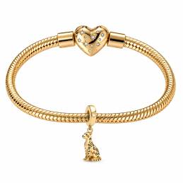Charm pour bracelet léopard doré taches coeur