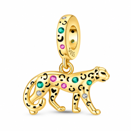 Charm bijou pour bracelet guépard doré pierre