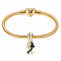 Charm bijou pour bracelet orque doré et orque noir