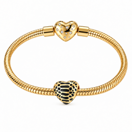 Charm bijou pour bracelet coeur doré léopard
