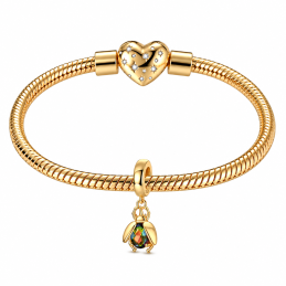 Charm pour bracelet scarabé pierre doré