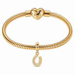 Charm pour bracelet fer à cheval doré porte bohneur