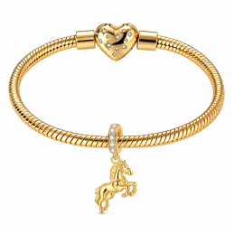 Charm pour bracelet cadeau cheval équitation doré