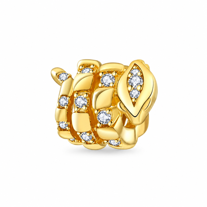 Charm bijou pour bracelet serpent enroulé doré