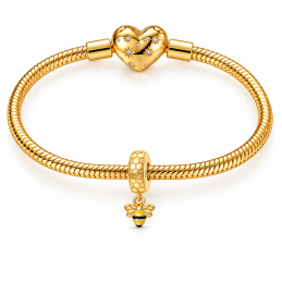 Charm pour bracelet séparateur espaceur abeille ruche doré