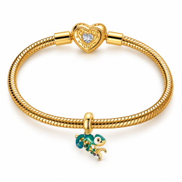 Charm pour bracelet caméleon sur branche doré
