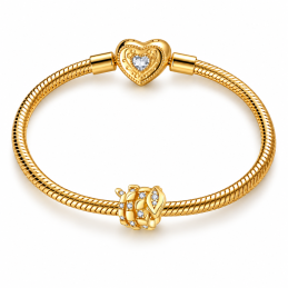 Charm bijou pour bracelet serpent enroulé doré