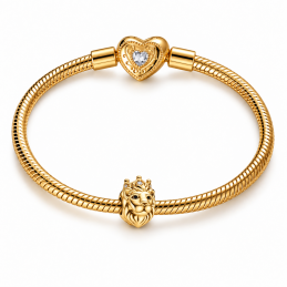 Charm bijou pour bracelet roi lion couronne doré