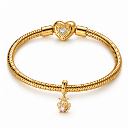 Charm bijou pour bracelet abeille coeur rose doré